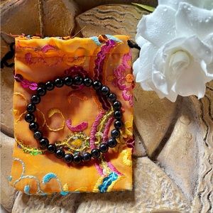 High Quality Hand Beaded Blue Goldstone Bracelet and Gift Pouch, Bodhi Jewelry